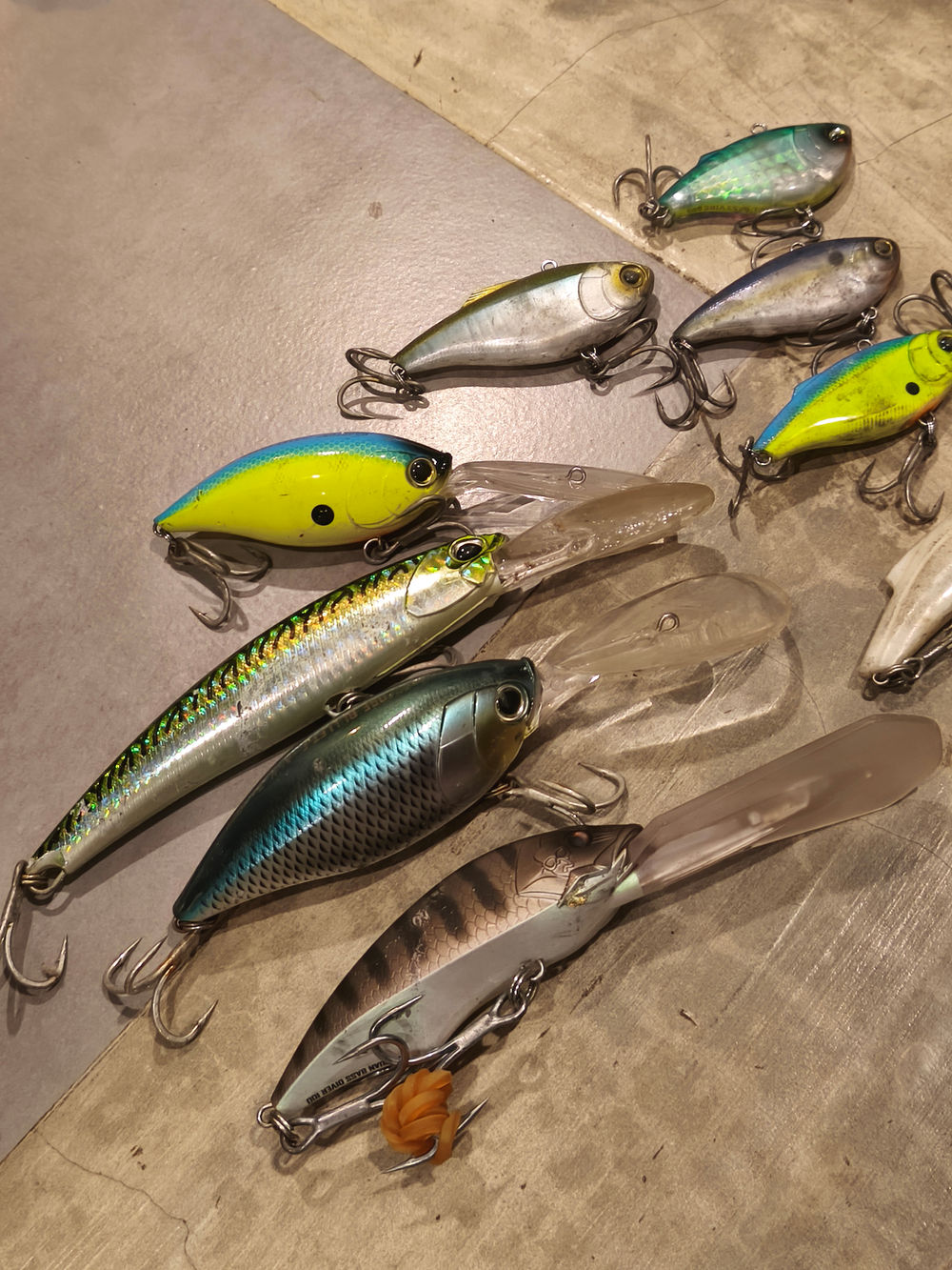 Collection of proven lures: shads, crankbaits and minnows